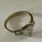 Antique Vintage Late Edwardian 925 Silver & Zircon Heart Ring Size UK S, US 9
