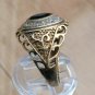 Antique Vintage Ring Signet - Sapphire 925 Gilded Silver Size UK U, US 10 1/4