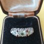 Antique Vintage 1930-s Sterling Silver Clear Topaz & Ruby Ring Size UK N, US 7