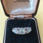 Antique Vintage 1930-s Sterling Silver Clear Topaz & Ruby Ring Size UK N, US 7