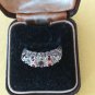 Antique Vintage 1930-s Sterling Silver Clear Topaz & Ruby Ring Size UK N, US 7