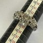 Antique Vintage 1930-s Sterling Silver Clear Topaz & Ruby Ring Size UK N, US 7