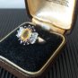 Vintage 1960-s 925 Silver Citrine Garnet & White Topaz RinG UK N 1/2, US 7