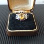 Vintage 1960-s 925 Silver Citrine Garnet & White Topaz RinG UK N 1/2, US 7