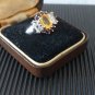 Vintage 1960-s 925 Silver Citrine Garnet & White Topaz RinG UK N 1/2, US 7
