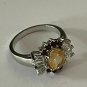 Vintage 1960-s 925 Silver Citrine Garnet & White Topaz RinG UK N 1/2, US 7