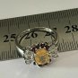 Vintage 1960-s 925 Silver Citrine Garnet & White Topaz RinG UK N 1/2, US 7
