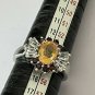 Vintage 1960-s 925 Silver Citrine Garnet & White Topaz RinG UK N 1/2, US 7