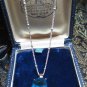 Vintage 1960-s Sterling Silver Large Blue Topaz Necklace on 18 inch Chain.