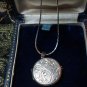 Antique 1900-s Heavy Locket Silver Pendant on 18 inch Chain Engraved JULIA.