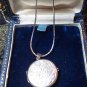 Antique 1900-s Heavy Locket Silver Pendant on 18 inch Chain Engraved JULIA.