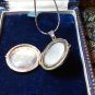 Antique 1900-s Heavy Locket Silver Pendant on 18 inch Chain Engraved JULIA.