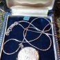 Antique 1900-s Heavy Locket Silver Pendant on 18 inch Chain Engraved JULIA.