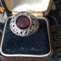 Antique Vintage Edwardian 1900-s Sterling Silver Garnet Ring UK P, US 7 1/2.