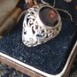 Antique Vintage Edwardian 1900-s Sterling Silver Garnet Ring UK P, US 7 1/2.