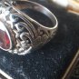 Antique Vintage Edwardian 1900-s Sterling Silver Garnet Ring UK P, US 7 1/2.