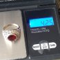 Antique Vintage Edwardian 1900-s Sterling Silver Garnet Ring UK P, US 7 1/2.