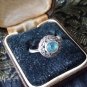 Antique Vintage Victorian Sterling Silver Aquamarine Ring UK Size M 1/2 US 6 1/2