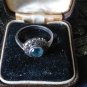 Antique Vintage Victorian Sterling Silver Aquamarine Ring UK Size M 1/2 US 6 1/2