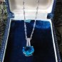 Vintage 1990-s Blue Topaz 925 Silver Pendant & 16 inch Silver Chain.