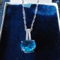 Vintage 1990-s Blue Topaz 925 Silver Pendant & 16 inch Silver Chain.