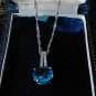 Vintage 1990-s Blue Topaz 925 Silver Pendant & 16 inch Silver Chain.