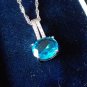 Vintage 1990-s Blue Topaz 925 Silver Pendant & 16 inch Silver Chain.