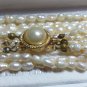 Antique Vintage 1950-s Huge Rice Pearl Necklace with Beautiful Clasp.