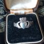 Antique Vintage Old 1910-s Edwardian IRISH CLADDAGH Silver Ring Size UK O, US 7