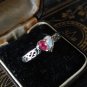 Vintage Celtic 1970 Ruby and Opal Sterling Silver Heart Ring Size UK R 1/2, US 9