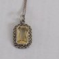 Antique Vintage 1920-s Sterling Silver Citrine and Marcasite Pendant Necklace.
