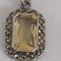 Antique Vintage 1920-s Sterling Silver Citrine and Marcasite Pendant Necklace.