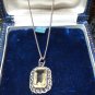 Antique Vintage 1920-s Sterling Silver Citrine and Marcasite Pendant Necklace.