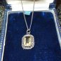 Antique Vintage 1920-s Sterling Silver Citrine and Marcasite Pendant Necklace.