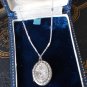Antique Vintage Edwardian Sterling Silver Engraved Picture Locket /18 Inch Chain