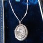 Antique Vintage Edwardian Sterling Silver Engraved Picture Locket /18 Inch Chain