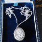 Antique Vintage Edwardian Sterling Silver Engraved Picture Locket /18 Inch Chain