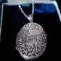 Antique Vintage 1900-s Large Locket Silver Pendant on 16 inch Chain Hallmarked