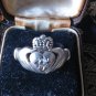 Antique Vintage Old 1920-s IRISH CLADDAGH Silver Ring Size UK P, US 7.5