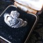Antique Vintage Old 1920-s IRISH CLADDAGH Silver Ring Size UK P, US 7.5