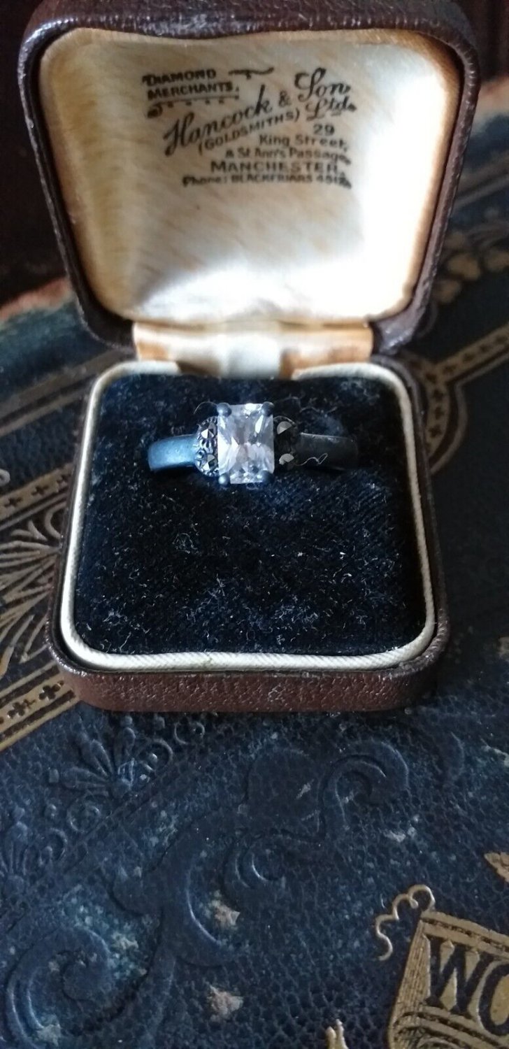 Antique Vintage 1800-s Solid Silver Zircon Very Old Ring UK size R, US 8 1/2