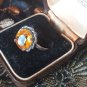 Antique Vintage Victorian Amber Silver 800 Beautiful Old Ring Size UK P, US 8