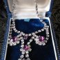 Antique Vintage 1930-s ART DECO Paste Diamond & Amethyst Rhinestone NECKLACE.