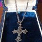 Antique Vintage Victorian Silver Large Cross on Beautiful Chain 16 inch.