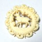 VINTAGE 1980-s Pretty Cream Thick Solid Celluloid Carved Stag/Deer BROOCH