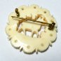 VINTAGE 1980-s Pretty Cream Thick Solid Celluloid Carved Stag/Deer BROOCH