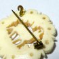 VINTAGE 1980-s Pretty Cream Thick Solid Celluloid Carved Stag/Deer BROOCH