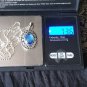 Antique Vintage 1920-s 925 FS Silver Blue Stone Pendant- 16 inch Chain