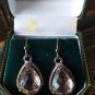 Antique Vintage Late Edwardian Little Smokey Quartz Drop Dangle Earrings - 4.31g