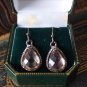 Antique Vintage Late Edwardian Little Smokey Quartz Drop Dangle Earrings - 4.31g
